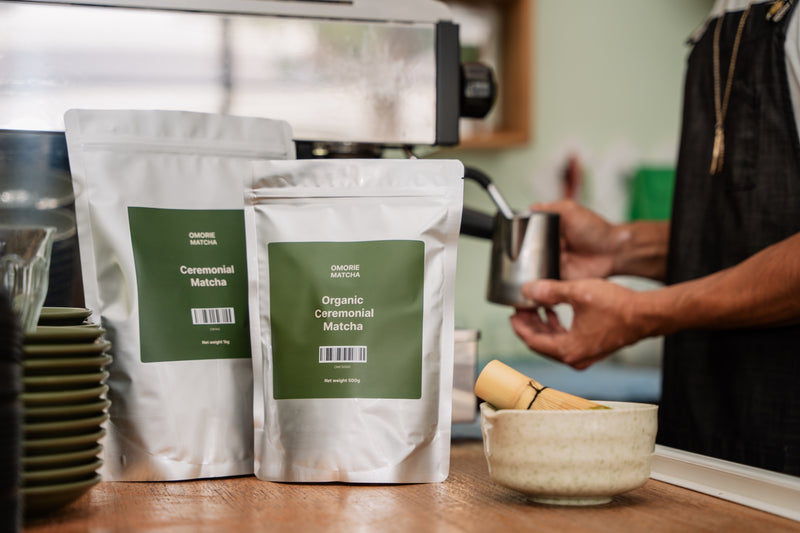Matcha latte made with Omorie Ceremonial Matcha
