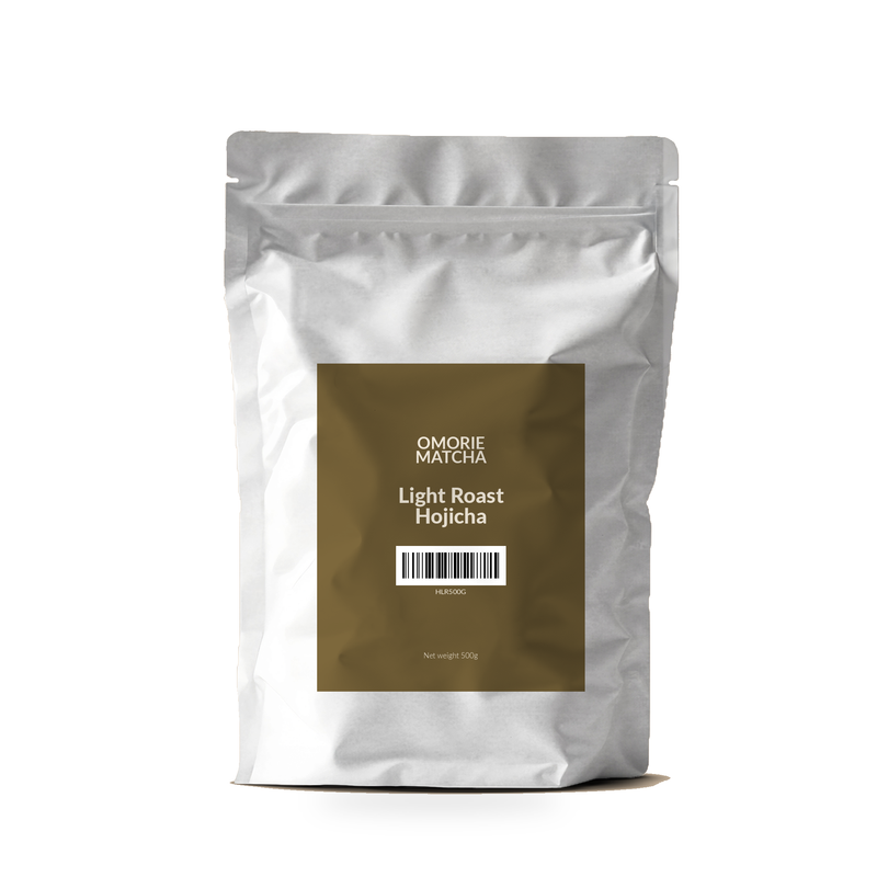 Omorie Light Roast Hojicha 500g cafe bag — lightly roasted hojicha powder for cafes
