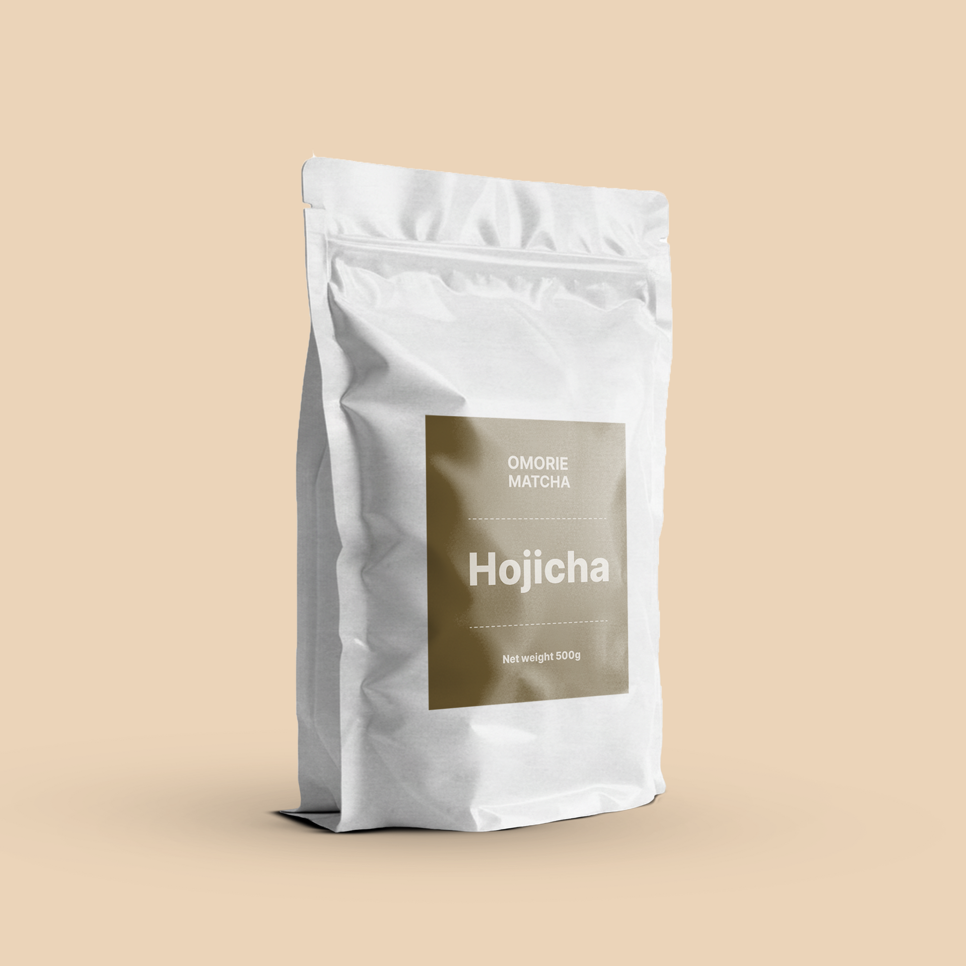Omorie Matcha hojicha 500g cafe bag side view packaging