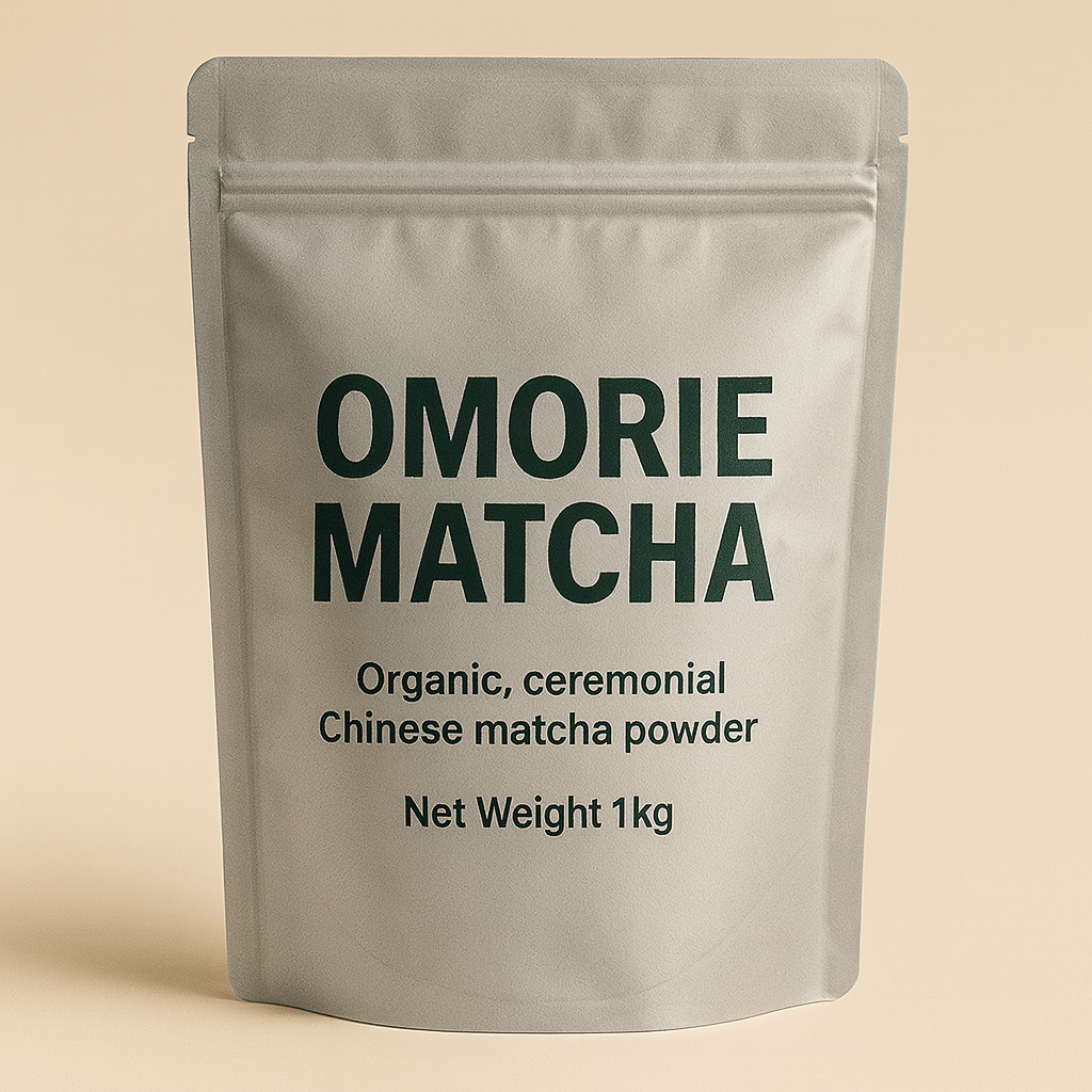 Omorie Matcha 1kg bag — Chinese matcha green tea powder for cafes. 